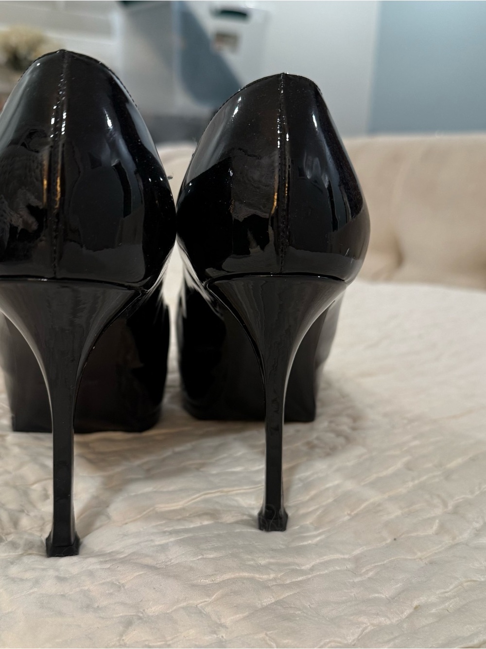 Saint Laurent Black Patent Platform Pumps - Picture 3 of 5